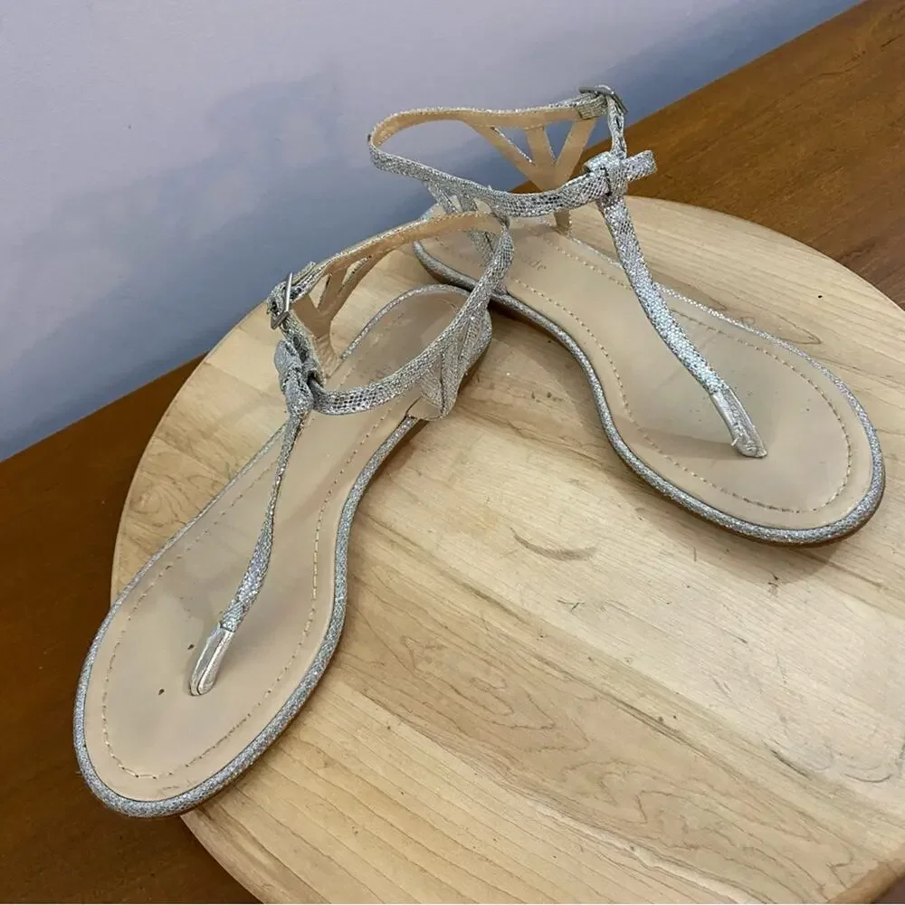 Kate Spade Andrea Women's Silver Bow Thong Sandals N6481 Size 9.5 Medium‎